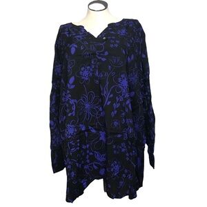 Woman Within Pullover Tunic Top Women’s Size 5X Color Black Floral Notched Neck